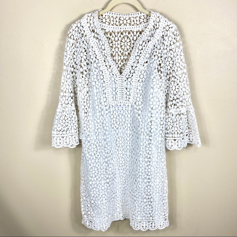 KATE SPADE White Lace Long Sleeve Mini Dress 2 - Picture 5 of 13
